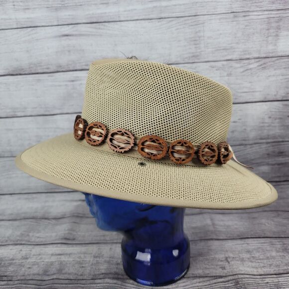 Henschel Hat Co Aussie Safari Sun Hat Khaki Size Medium, Peacock Feather - Picture 4 of 9